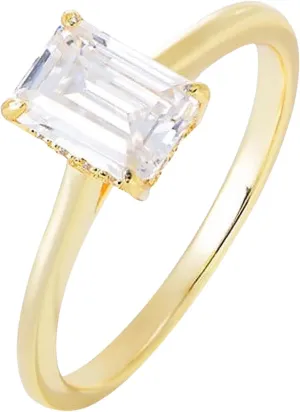 0.75Ct Aquamarine & Diamond Rings for Women - Emerald Cut 14k Gold Plated 925 Sterling Silver Rings - Engagement Rings & Wedding Rings for Women