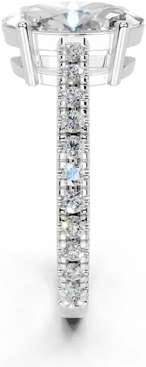 1-5 Carat 14K 18K Gold Platinum Classic 4 Prong Pave Oval Shape Lab Grown Diamond Ring, Engagement, Anniversary, Wedding, IGI Certified, Promise Rings for Women (1-5 Ct, F-G Color, VS1-VS2 Clarity)