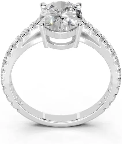 1-5 Carat 14K 18K Gold Platinum Classic 4 Prong Pave Oval Shape Lab Grown Diamond Ring, Engagement, Anniversary, Wedding, IGI Certified, Promise Rings for Women (1-5 Ct, F-G Color, VS1-VS2 Clarity)