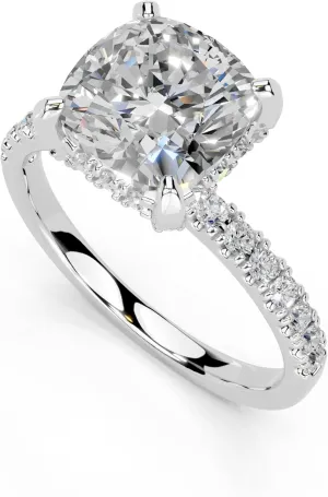 1-5 Carat 14K 18K Gold Platinum Cushion Cut 4 Prong Hidden Halo Lab Grown Diamond Ring, Engagement, Anniversary Wedding, IGI Certified Promise Rings for Women (1-5 Ct, F-G Color, VS1-VS2 Clarity)