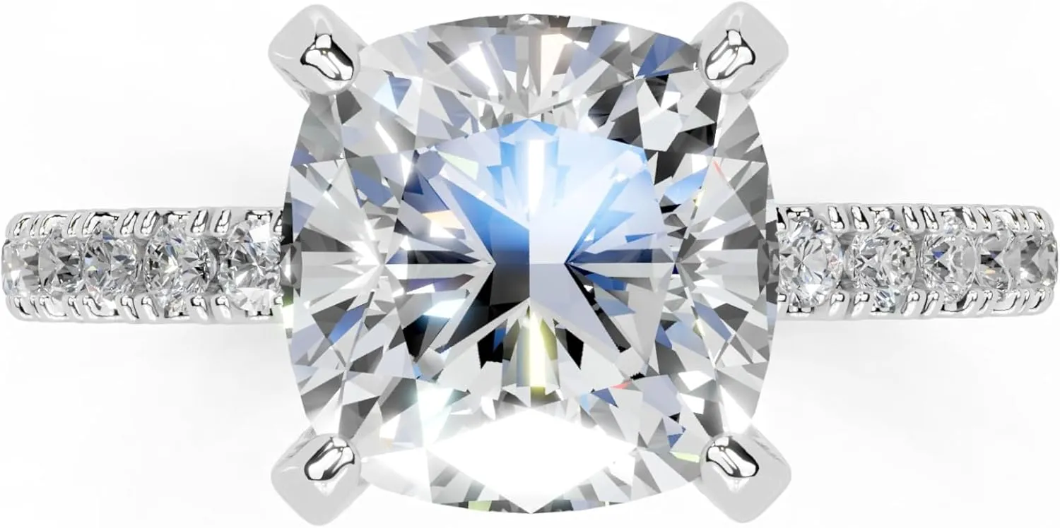 1-5 Carat 14K 18K Gold Platinum Cushion Cut 4 Prong Hidden Halo Lab Grown Diamond Ring, Engagement, Anniversary Wedding, IGI Certified Promise Rings for Women (1-5 Ct, F-G Color, VS1-VS2 Clarity)