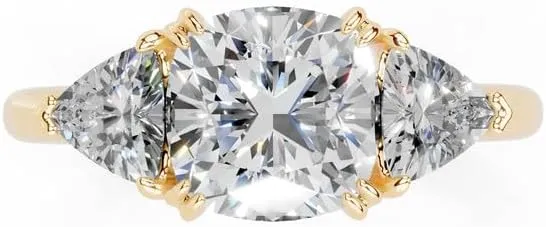 1-5 Carat 14K 18K Gold Platinum Cushion Cut Double Prong Three Stone Lab Grown Diamond Ring, Engagement, Anniversary Wedding, IGI Certified Promise Rings for Women (1-5 Ct, F-G Color, VS1-VS2 Clarity)