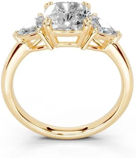 1-5 Carat 14K 18K Gold Platinum Cushion Cut Double Prong Three Stone Lab Grown Diamond Ring, Engagement, Anniversary Wedding, IGI Certified Promise Rings for Women (1-5 Ct, F-G Color, VS1-VS2 Clarity)