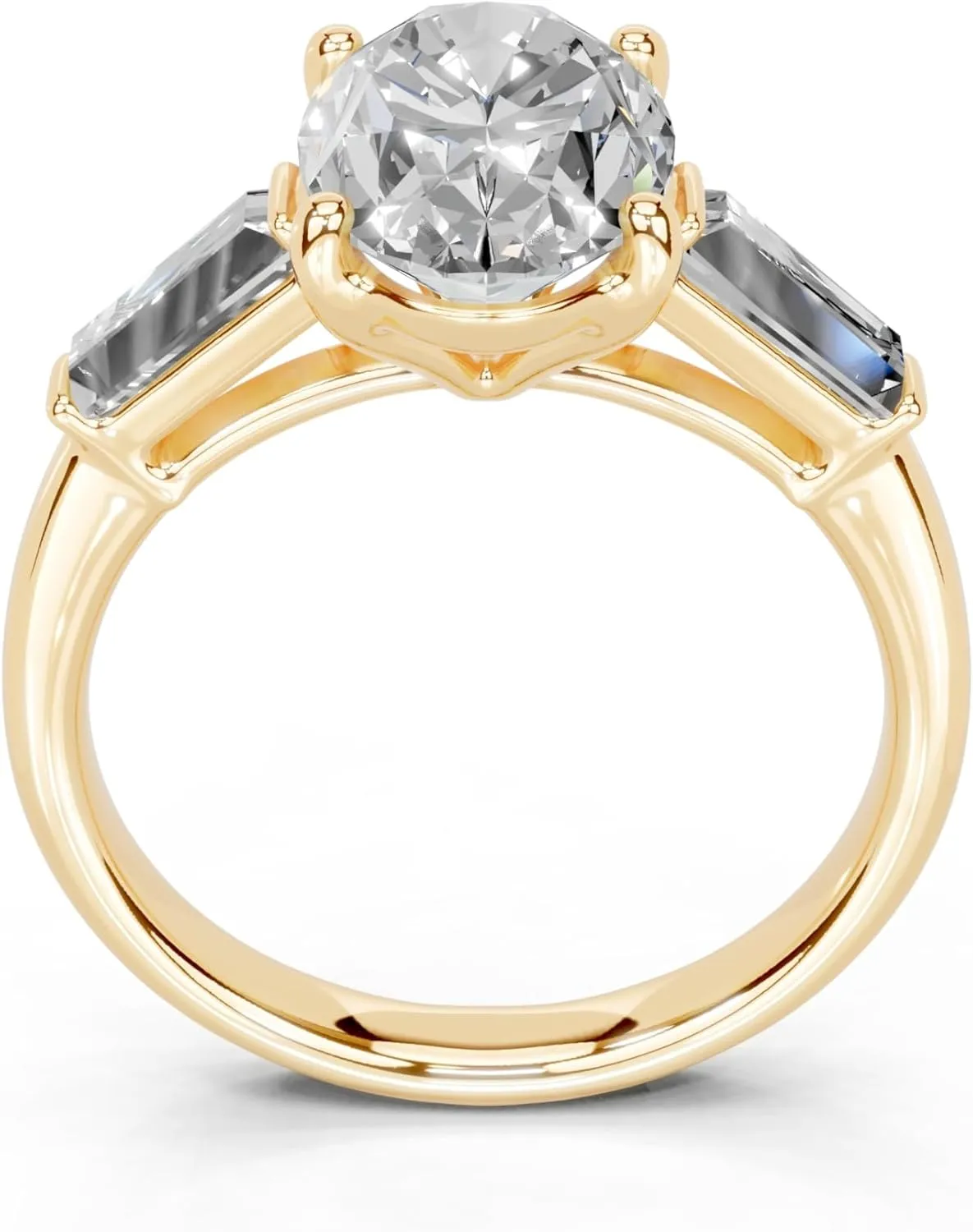 1-5 Carat 14K 18K Gold Platinum Oval Cut 4 Prong Baguette Accent Lab Grown Diamond Ring, Engagement, Anniversary Wedding, IGI Certified Promise Rings for Women (1-5 Ct, F-G Color, VS1-VS2 Clarity)