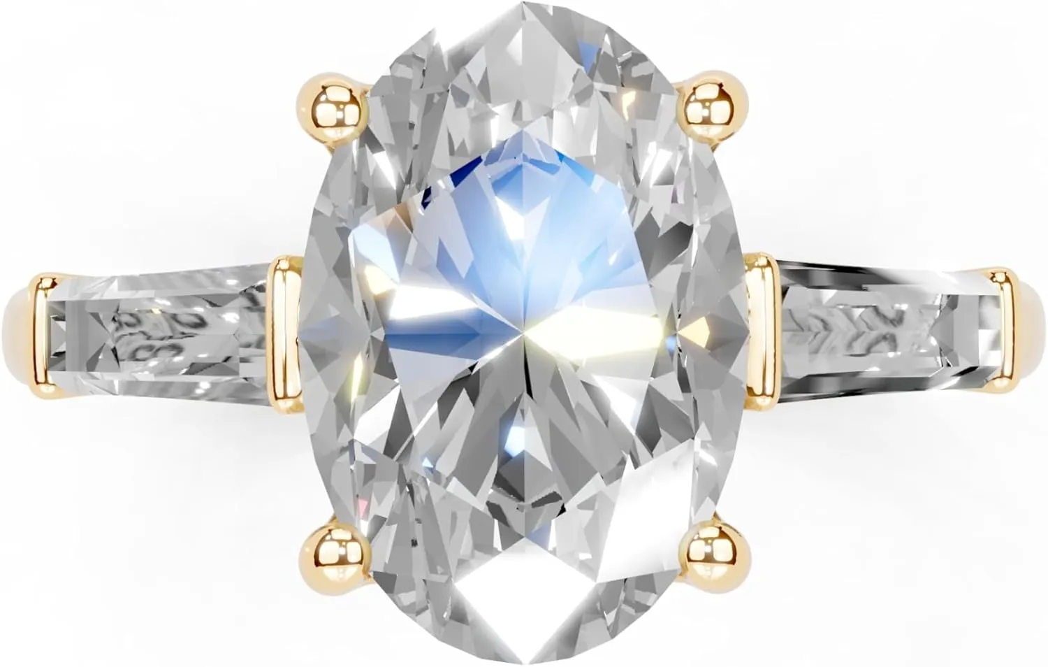 1-5 Carat 14K 18K Gold Platinum Oval Cut 4 Prong Baguette Accent Lab Grown Diamond Ring, Engagement, Anniversary Wedding, IGI Certified Promise Rings for Women (1-5 Ct, F-G Color, VS1-VS2 Clarity)