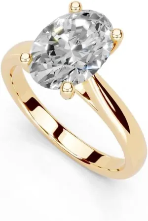 1-5 Carat 14K 18K Gold Platinum Oval Cut 4 Prong Lab Grown Diamond Ring, Engagement, Anniversary, Wedding, IGI Certified, Promise Rings for Women (1-5 Ct, F-G Color, VS1-VS2 Clarity)