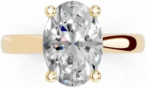 1-5 Carat 14K 18K Gold Platinum Oval Cut 4 Prong Lab Grown Diamond Ring, Engagement, Anniversary, Wedding, IGI Certified, Promise Rings for Women (1-5 Ct, F-G Color, VS1-VS2 Clarity)
