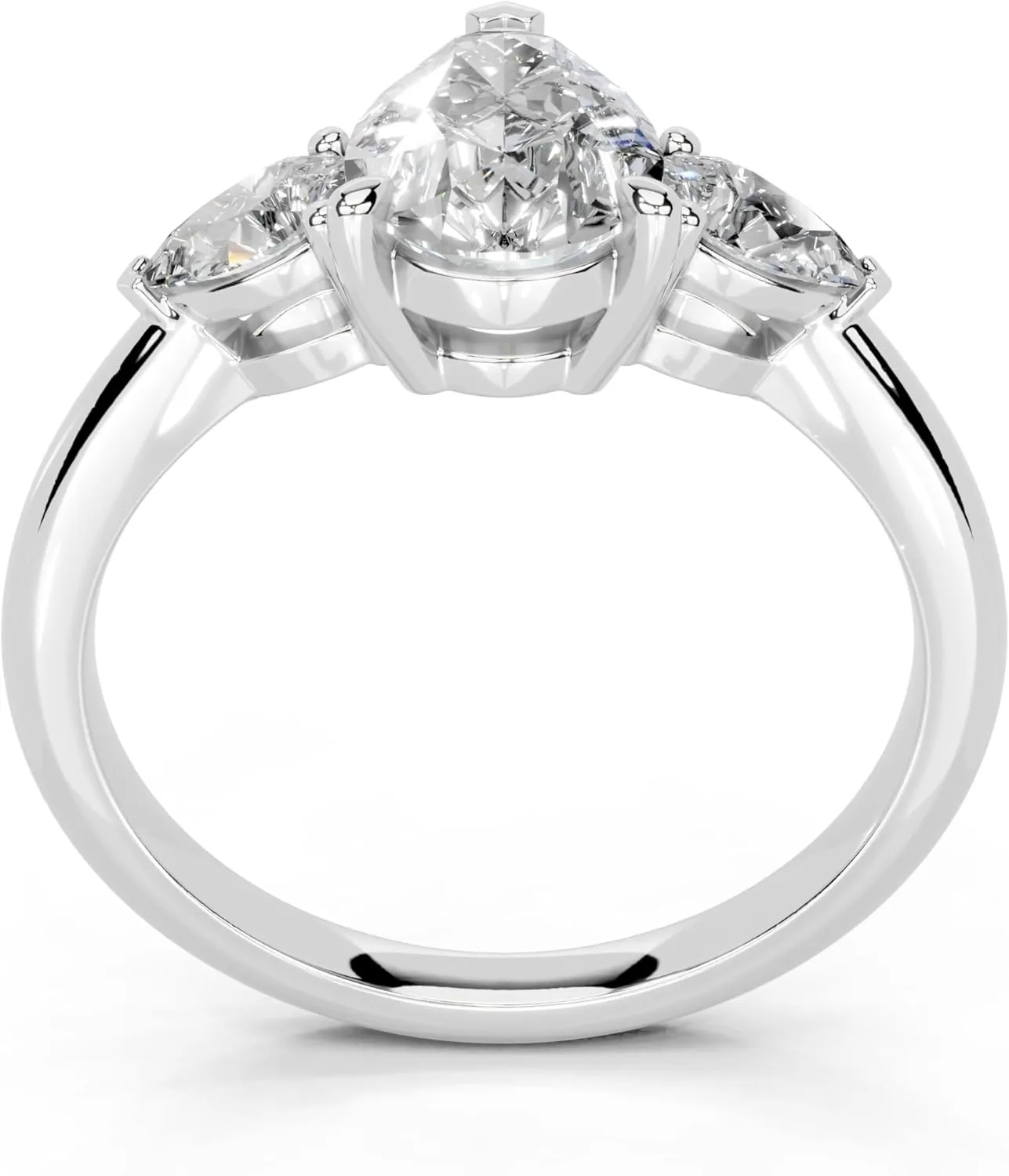 1-5 Carat 14K 18K Gold Platinum Pear Cut 3 Prong Three Stone Lab Grown Diamond Ring, Engagement, Anniversary Wedding, IGI Certified Promise Rings for Women (1-5 Ct, F-G Color, VS1-VS2 Clarity)