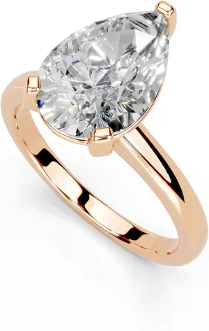 1-5 Carat 14K 18K Gold Platinum Pear Cut 4 Prong Solitaire Lab Grown Diamond Ring, Engagement, Anniversary Wedding, IGI Certified Promise Rings for Women (1-5 Ct, F-G Color, VS1-VS2 Clarity)