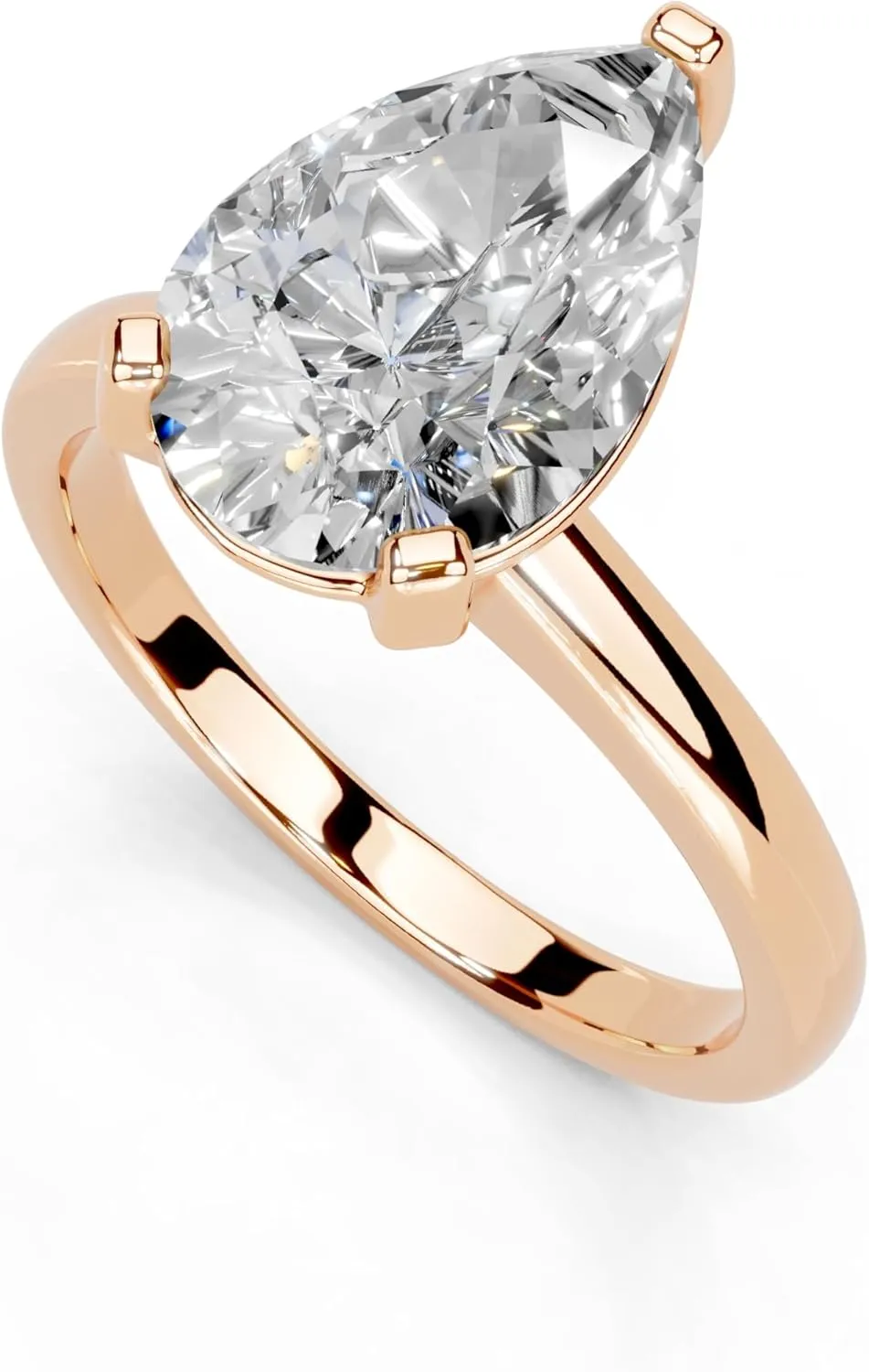 1-5 Carat 14K 18K Gold Platinum Pear Cut 4 Prong Solitaire Lab Grown Diamond Ring, Engagement, Anniversary Wedding, IGI Certified Promise Rings for Women (1-5 Ct, F-G Color, VS1-VS2 Clarity)