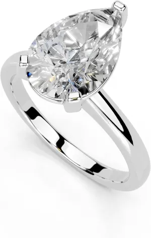 1-5 Carat 14K 18K Gold Platinum Pear Cut 4 Prong Solitaire Lab Grown Diamond Ring, Engagement, Anniversary Wedding, IGI Certified Promise Rings for Women (1-5 Ct, F-G Color, VS1-VS2 Clarity)