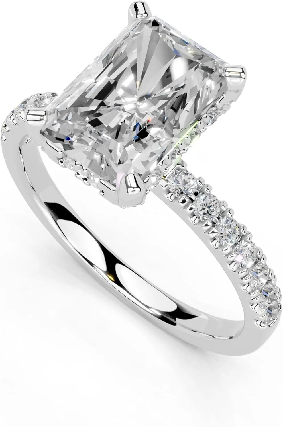 1-5 Carat 14K 18K Gold Platinum Radiant Cut 4 Prong Pave Lab Grown Diamond Ring, Engagement, Anniversary, Wedding, IGI Certified, Promise Rings for Women (1-5 Ct, F-G Color, VS1-VS2 Clarity)