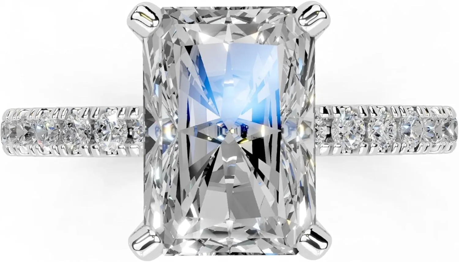 1-5 Carat 14K 18K Gold Platinum Radiant Cut 4 Prong Pave Lab Grown Diamond Ring, Engagement, Anniversary, Wedding, IGI Certified, Promise Rings for Women (1-5 Ct, F-G Color, VS1-VS2 Clarity)