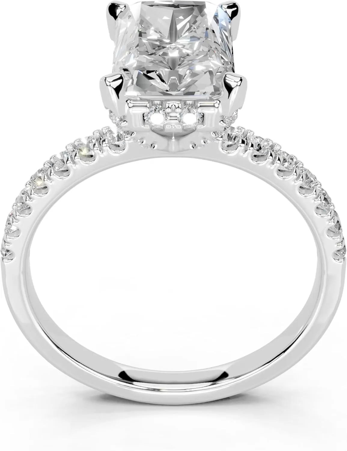 1-5 Carat 14K 18K Gold Platinum Radiant Cut 4 Prong Pave Lab Grown Diamond Ring, Engagement, Anniversary, Wedding, IGI Certified, Promise Rings for Women (1-5 Ct, F-G Color, VS1-VS2 Clarity)