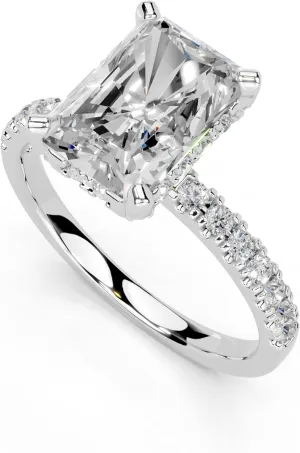 1-5 Carat 14K 18K Gold Platinum Radiant Cut 4 Prong Pave Lab Grown Diamond Ring, Engagement, Anniversary, Wedding, IGI Certified, Promise Rings for Women (1-5 Ct, F-G Color, VS1-VS2 Clarity)