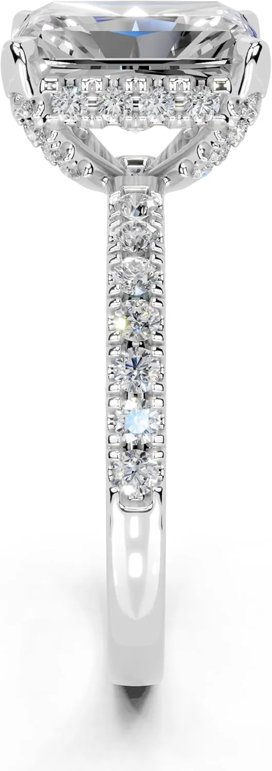 1-5 Carat 14K 18K Gold Platinum Radiant Cut 4 Prong Pave Lab Grown Diamond Ring, Engagement, Anniversary, Wedding, IGI Certified, Promise Rings for Women (1-5 Ct, F-G Color, VS1-VS2 Clarity)