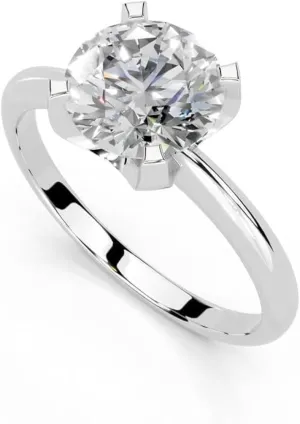 1-5 Carat 14K 18K Gold Platinum Round Cut Classic Solitaire Lab Grown Diamond Ring, Engagement, Anniversary, Wedding, IGI Certified, Promise Rings for Women (1-5 Ct, F-G Color, VS1-VS2 Clarity)