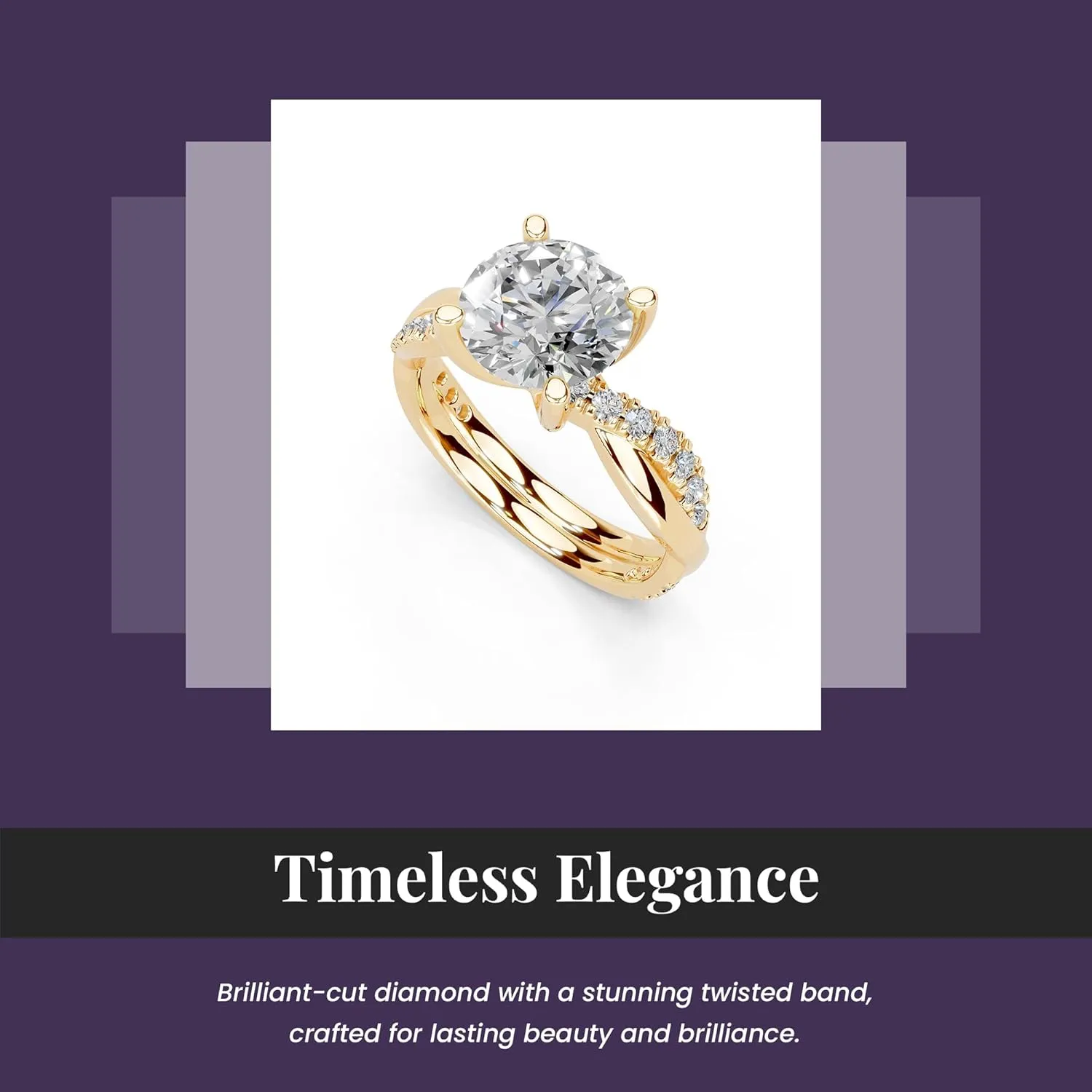 1-5 Carat 14K 18K Gold Platinum Twisted Style Round Cut Lab Grown Diamond Ring, Engagement, Anniversary, Wedding, IGI Certified, Promise Rings for Women (1-5 Ct, F-G Color, VS1-VS2 Clarity)