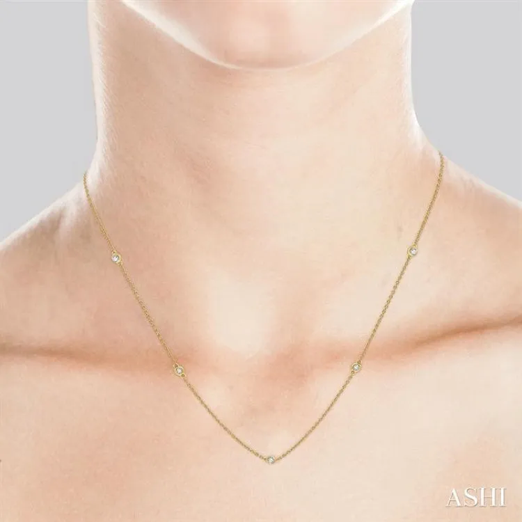 1 Ctw Round Cut Diamond Fashion Necklace in 14K Yellow Gold
