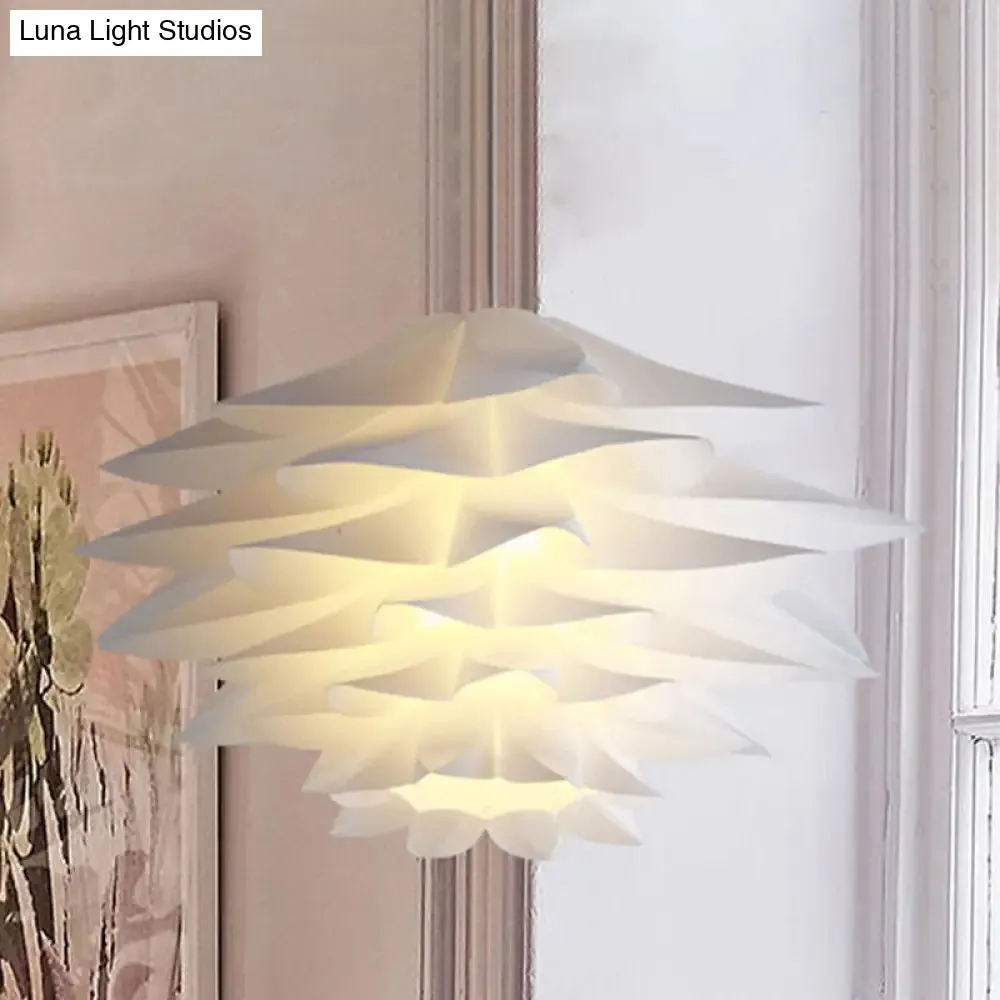 1-Light Lotus Acrylic Suspension Pendant for Bedroom, White Hanging Ceiling Light - 14"/18"/21.5" Wide
