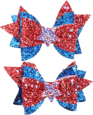 1 Pair July Hair Clips Patriotic Star Barrettes for Women Holiday Themed Accessories for Independence Day Celebrations Stylish Bows