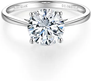 1 to 2 Carat IGI Certified LAB Grown Diamond Engagement Rings for Women 14k White Gold 4-Prong Wedding Promise Anniversary Bridal Rings Jewelry Gift for Her