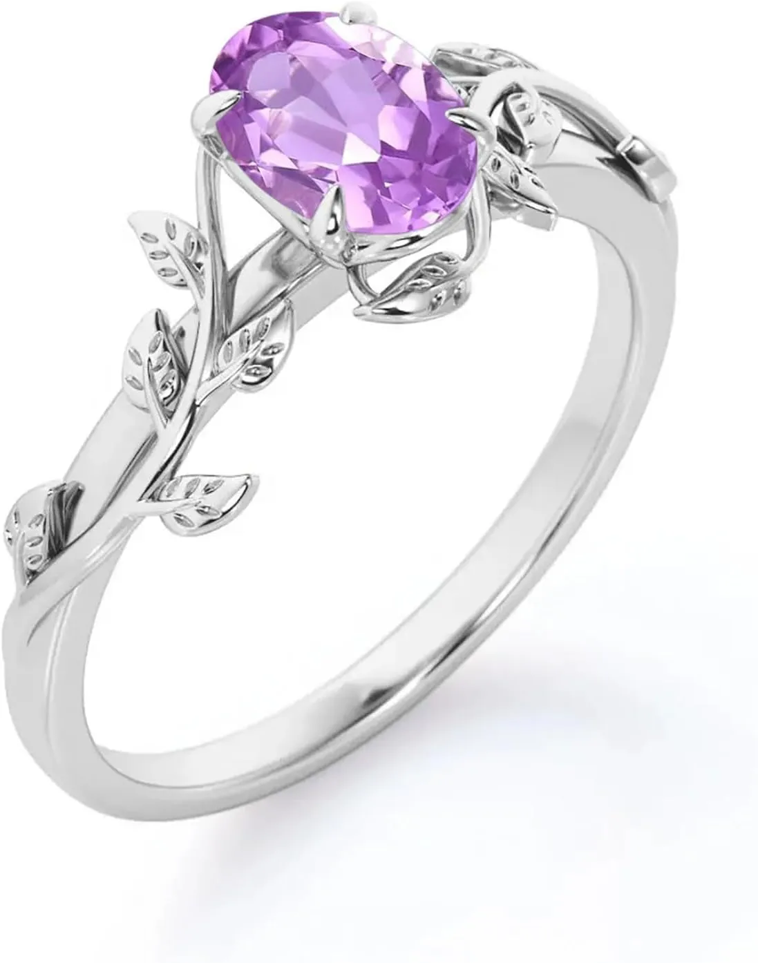 10K 14K 18K Gold Vine Gemstone Rings 1ct Oval Gemstone Leaf Rings for Women Leaf Design Engagement Rings Best Gift for Christmas Anniversary Birthday