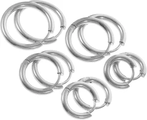 10pcs Stainless Steel Hoop Earrings for Women Men Unisex Cartilage Jewelry Polished Hoops Lightweight for Any Occasion
