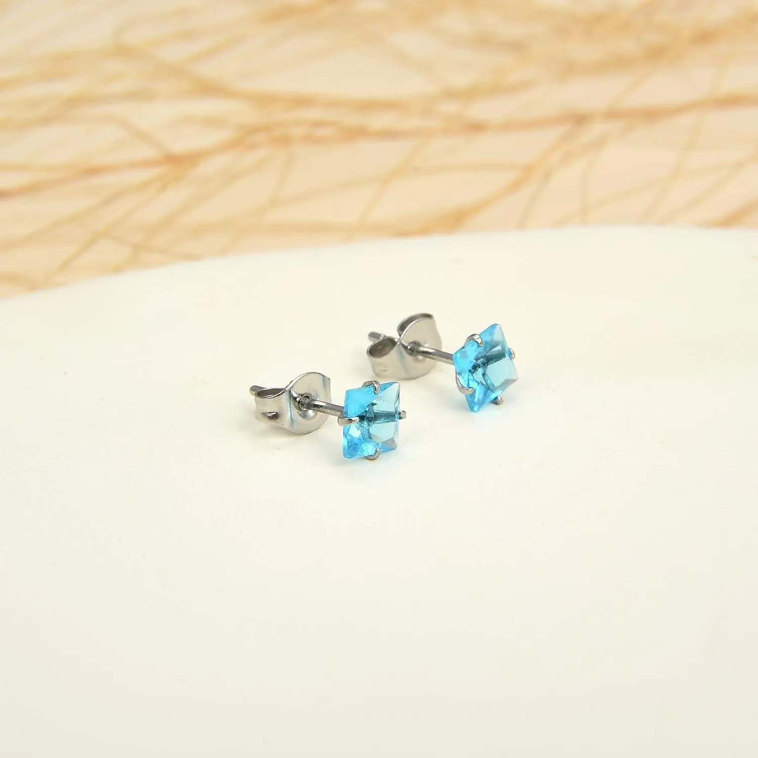 12 Pairs 18K Gold Plated Surgical Stainless Steel Stud Earring Cubic Zirconia Birthstone Stud Earrings Set for Women
