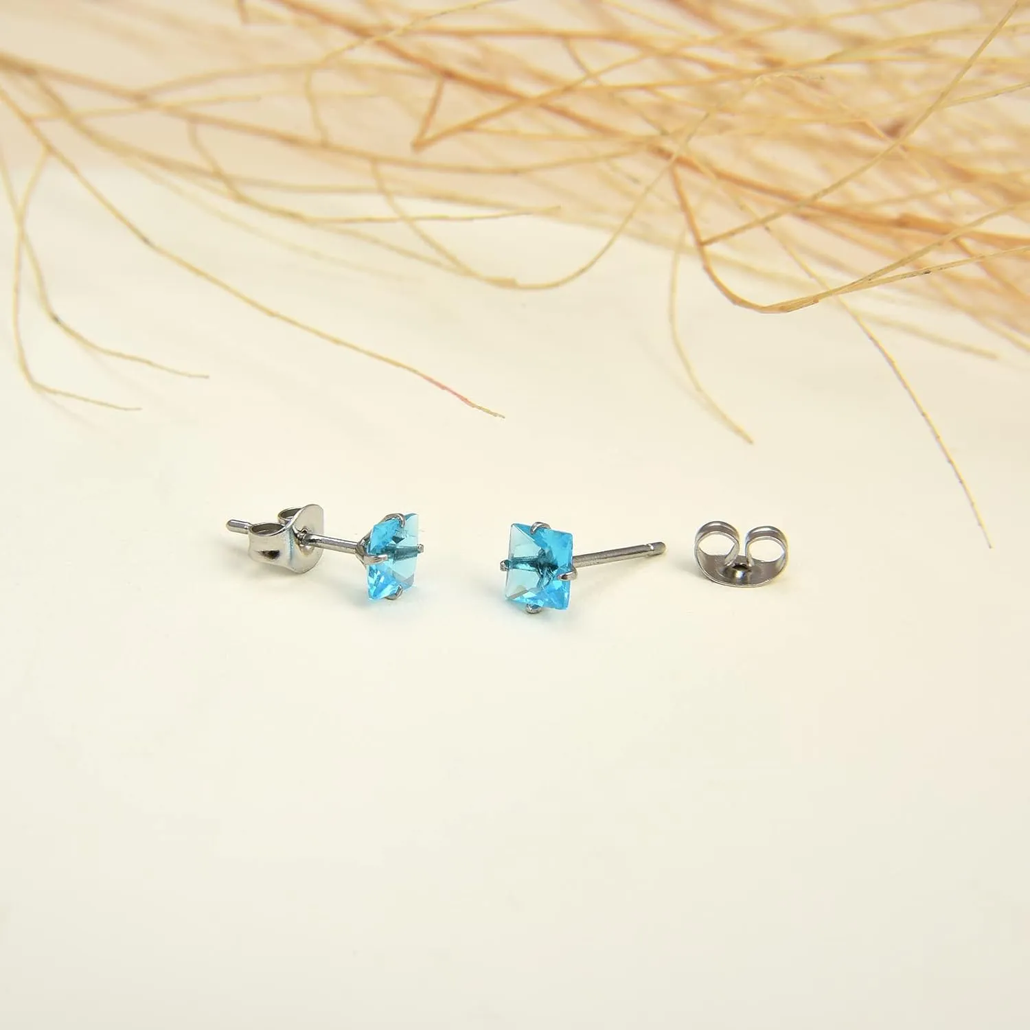 12 Pairs 18K Gold Plated Surgical Stainless Steel Stud Earring Cubic Zirconia Birthstone Stud Earrings Set for Women