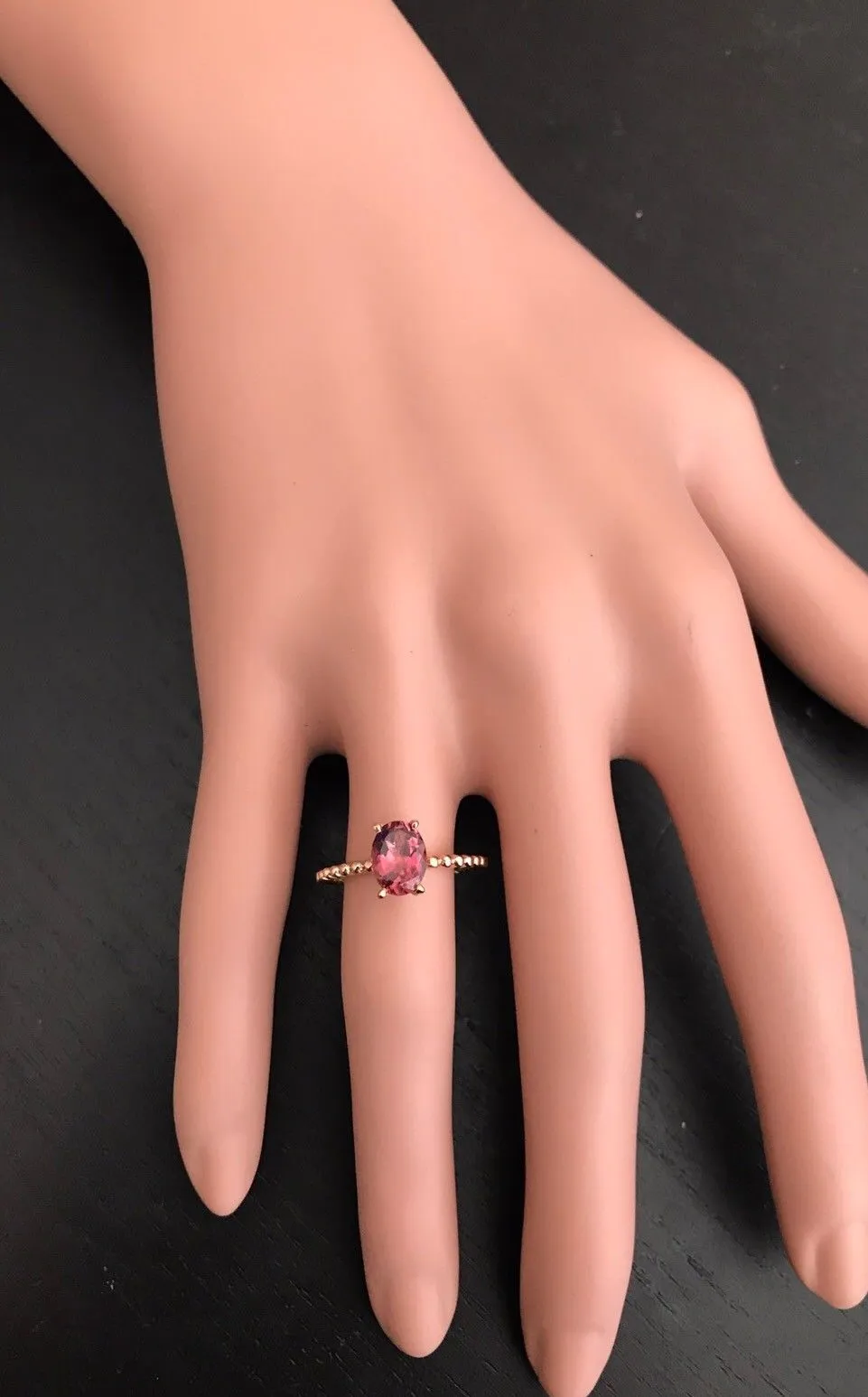 1.40 Carats Exquisite Natural Tourmaline 14K Solid Rose Gold Ring
