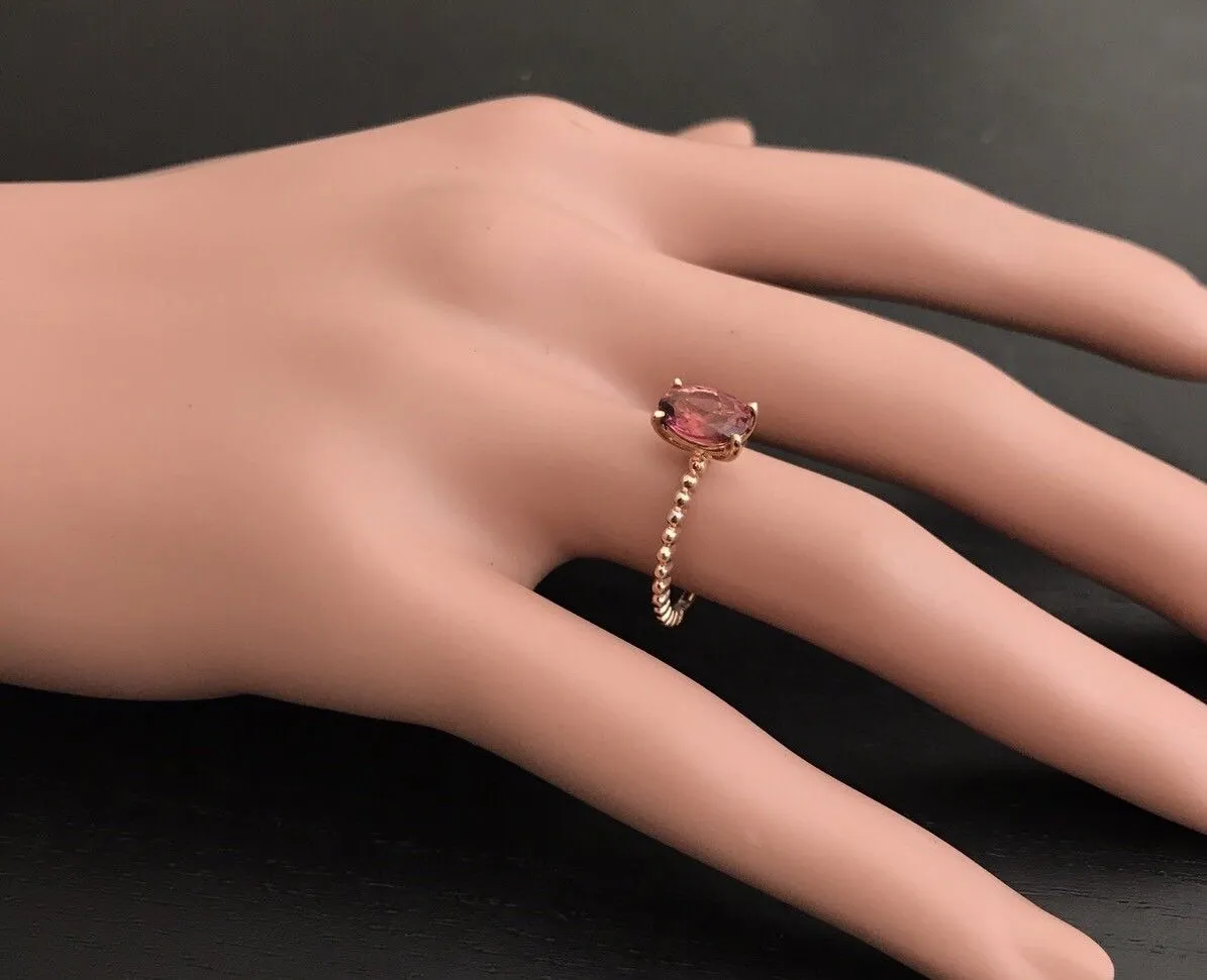 1.40 Carats Exquisite Natural Tourmaline 14K Solid Rose Gold Ring