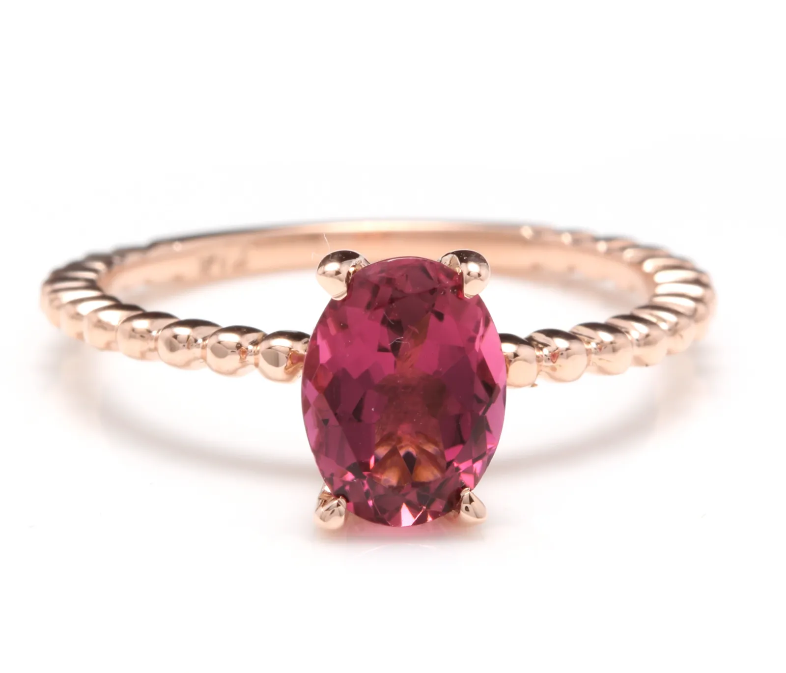 1.40 Carats Exquisite Natural Tourmaline 14K Solid Rose Gold Ring