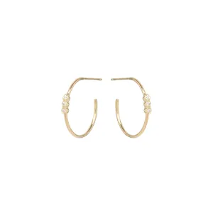 14k 3 bezel set diamond small hoops