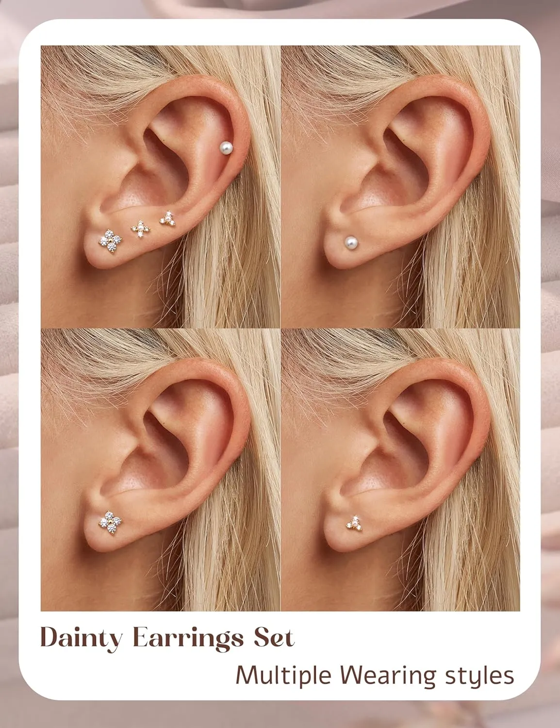 14K Gold Plated 925 Sterling Silver Post Stud Earrings for Women | Hypoallergenic Cartilage Earrings for Sensitive Ears | Dainty Small Studs Hoop Earring Stacks Set 20G Helix Tragus Piercing Jewelry