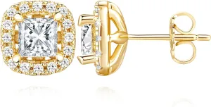 14K Gold Plated Earrings, Gold Stud Earrings for Women Hypoallergenic Cushion-shaped Small Cubic Zirconia Stud Earring for Women 10mm-4