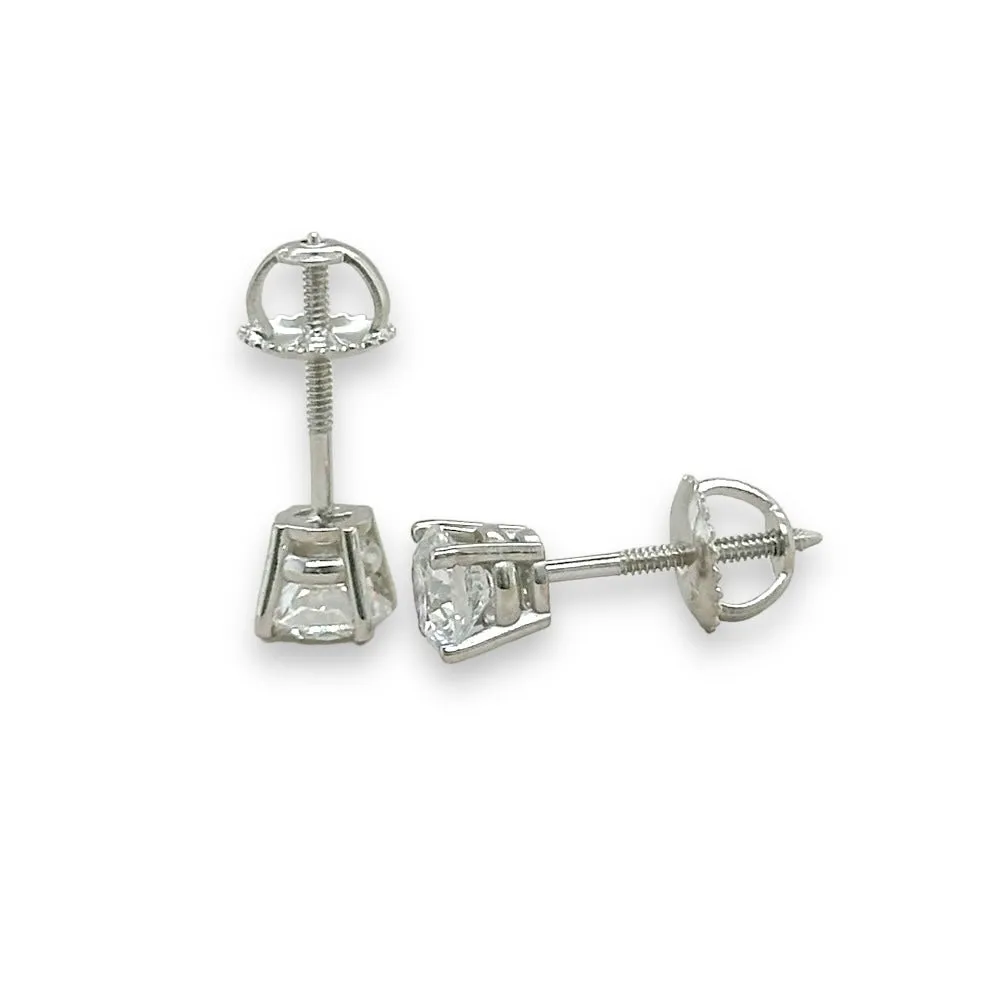 14K W Gold 1.00ctw E/VS1 Lab-Created Diamond Stud Earrings with Screw Backs