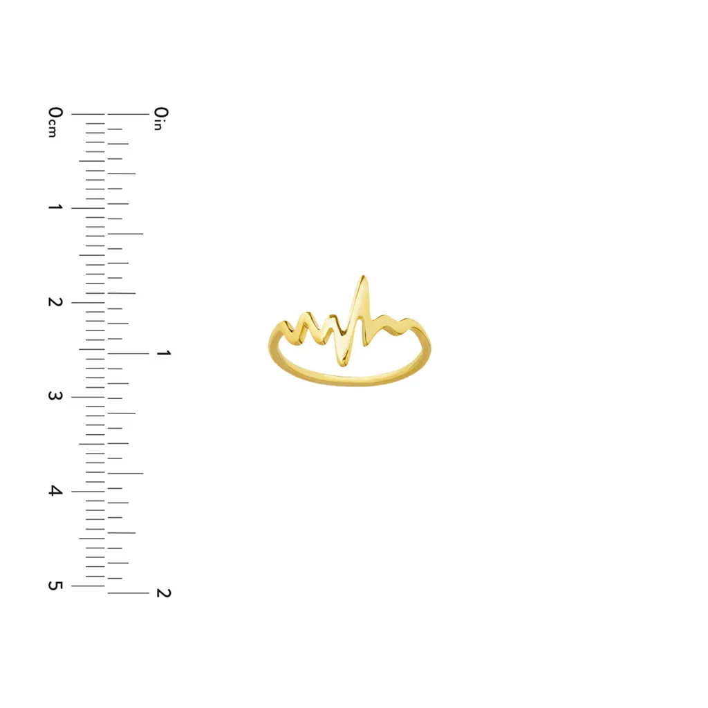 14K Yellow Gold Heartbeat Ring