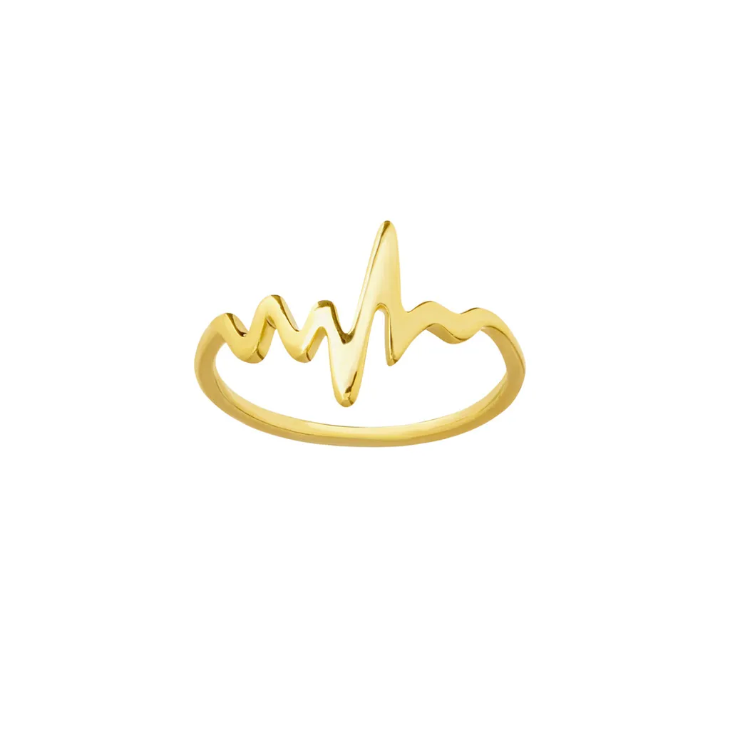 14K Yellow Gold Heartbeat Ring
