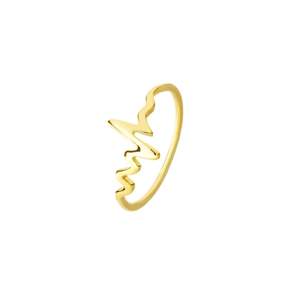 14K Yellow Gold Heartbeat Ring