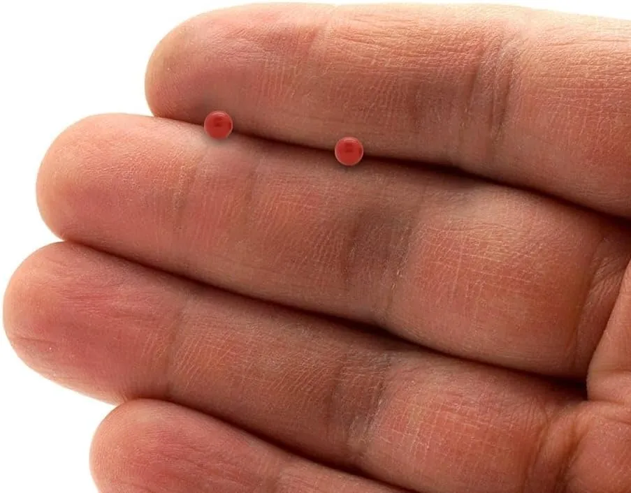 14K Yellow Gold Red Coral Ball Screw Back Stud Earrings 3mm-8mm
