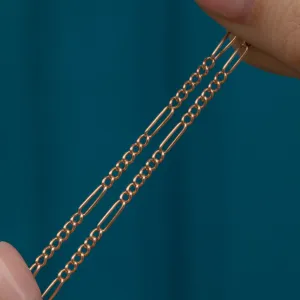 16" Antique 9ct Gold Figaro Chain, Bolt-Ring