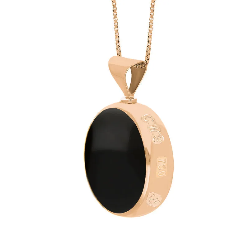 18ct Rose Gold Blue John Whitby Jet Queens Jubilee Hallmark Double Sided Round Necklace