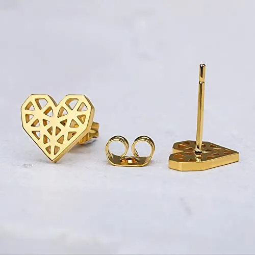 18K gold,heart stud earrings,heart earrings,stud earrings,heart studs,gift for her,minimalist earrings,earrings,heart jewelry,heart stud (Silver)