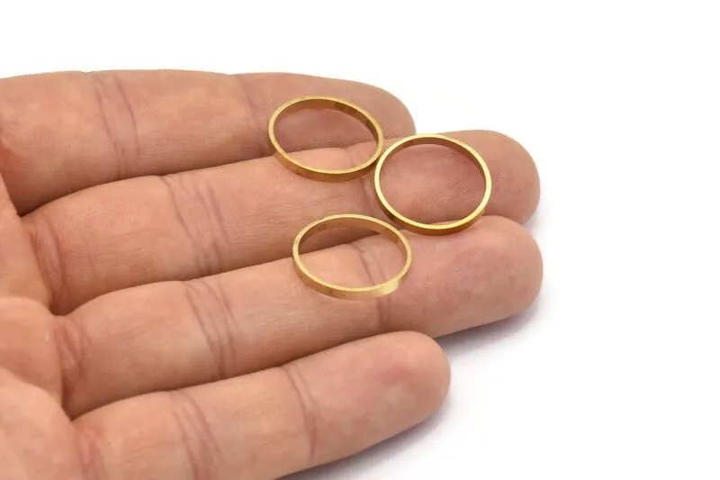 18mm Circle Connectors - 50 Raw Brass Circle Connectors (18x0.8x2mm) D0310
