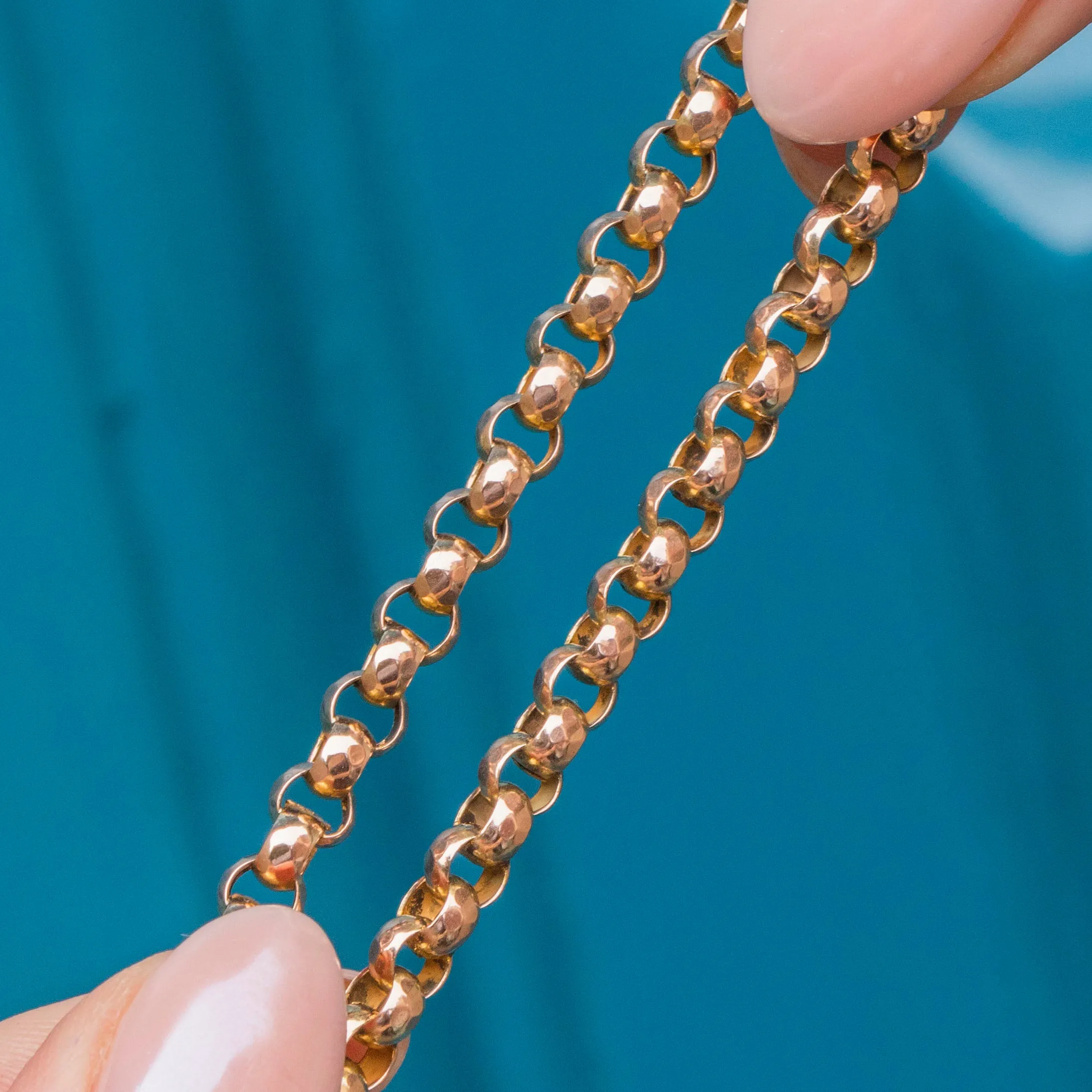 18" 9ct Gold Chunky Belcher Link Chain, Dog-Clip (14.9g)