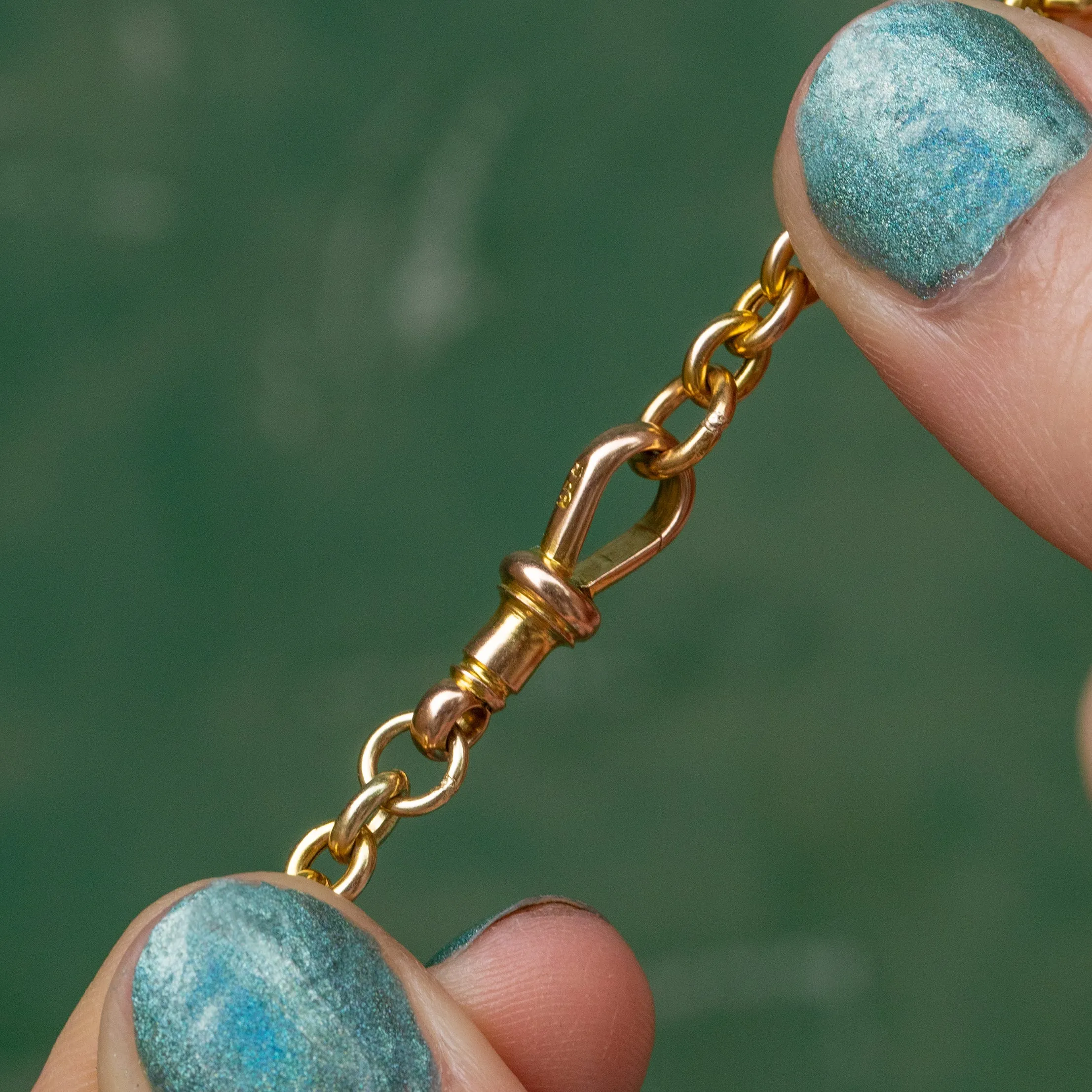18" Antique 9ct Gold Belcher Chain, with Dog-Clip