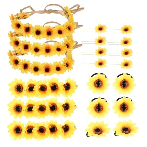 1Set Sunflower Hair Clips Cloth Sunflower Headband and Hair Accessories for Weddings Costume Decor and Style Lightweight and Charming