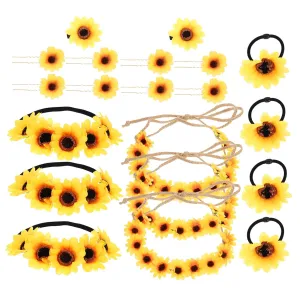 1Set Sunflower Hair Clips Headband for Women Handmade Floral Hair Ropes Boho Costume Decor for Parties Festivals Special Occasions