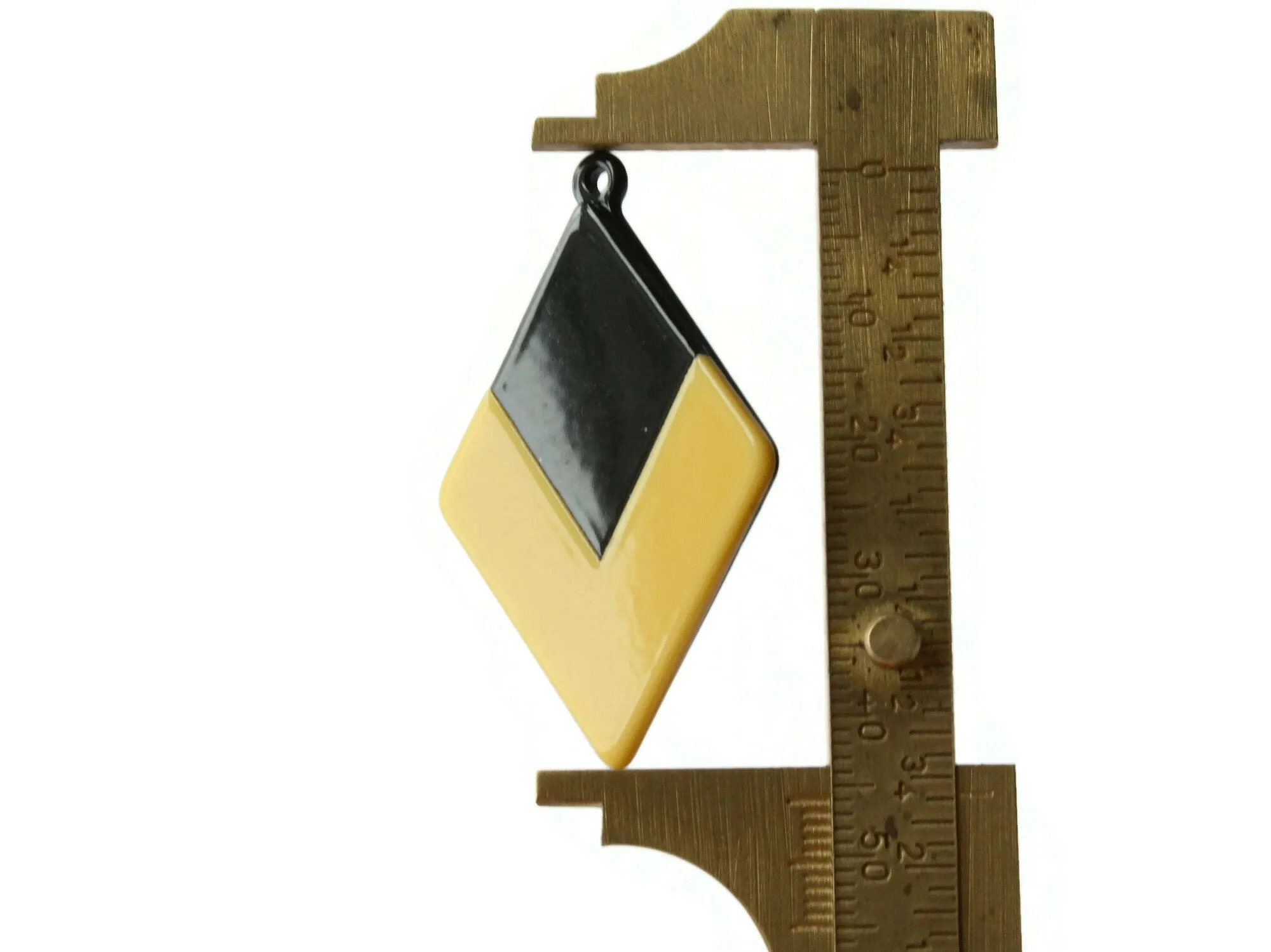 2 45mm Yellow and Black Resin Diamond Pendants